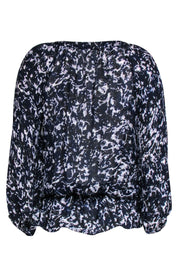 Current Boutique-Joie - Navy w/ Black & White Print Long Sleeve Blouse Sz S