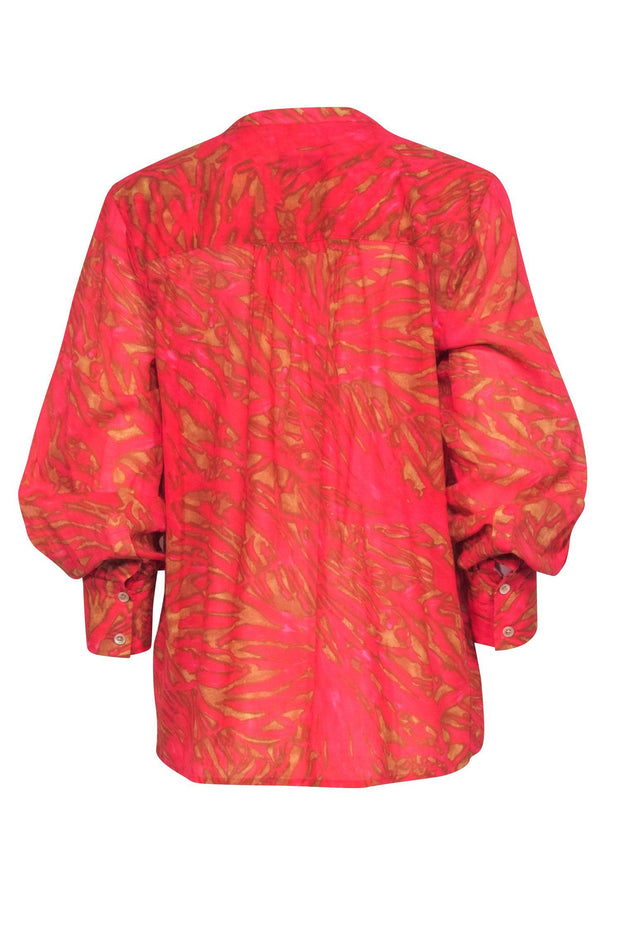 Current Boutique-Joie - Pink & Brown Printed Long Sleeve Button Down Shirt Size S