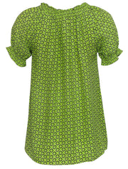 Current Boutique-Joie - Neon Green Star Print Blouse w/ Tassels Sz XS