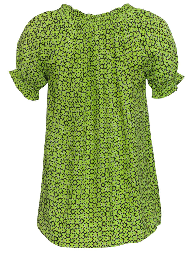 Current Boutique-Joie - Neon Green Star Print Blouse w/ Tassels Sz XS