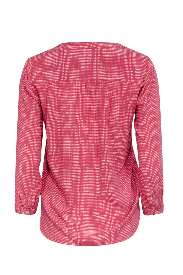 Current Boutique-Joie - Pink & White Print V-Neckline Quarter Button Front Blouse Sz XS