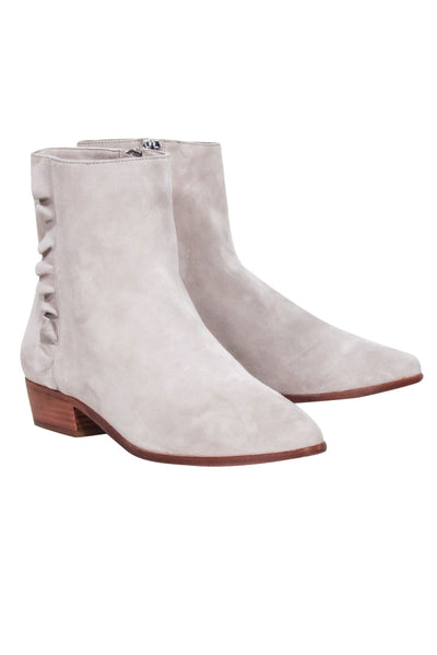 Current Boutique-Joie - Beige Ruffle side Trim Short Booties Sz 9.5