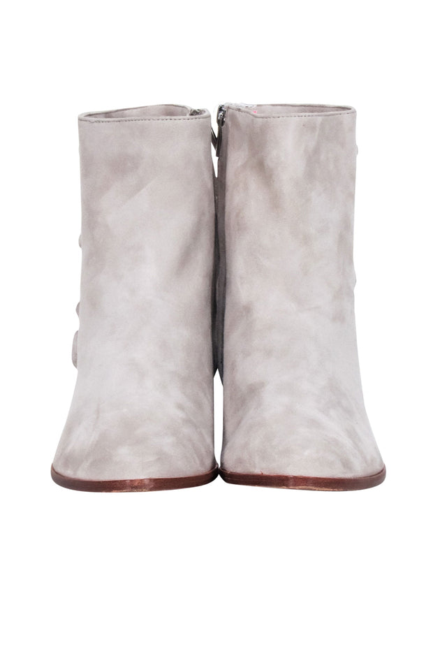 Current Boutique-Joie - Beige Ruffle side Trim Short Booties Sz 9.5