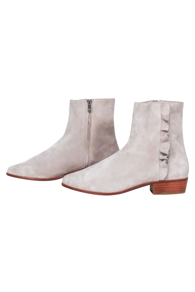 Current Boutique-Joie - Beige Ruffle side Trim Short Booties Sz 9.5