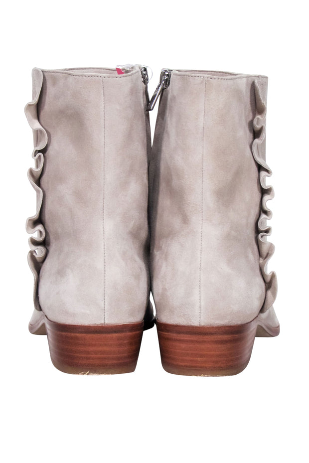 Current Boutique-Joie - Beige Ruffle side Trim Short Booties Sz 9.5