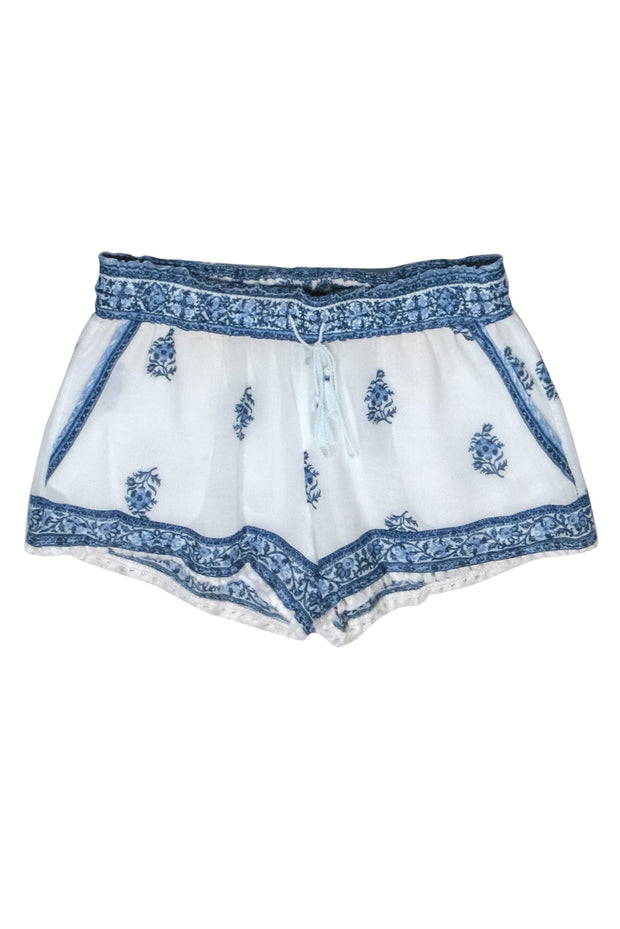 Current Boutique-Joie - Blue & White Boho Print Shorts Sz S