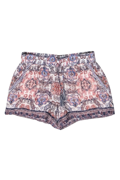 Current Boutique-Joie - Blue w/ Rust Boho-Print Shorts Sz S