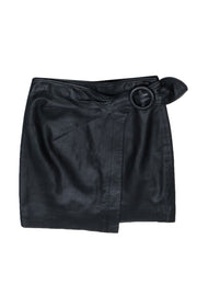 Current Boutique-Joie - Black Leather Wrap Skirt Sz 4
