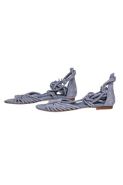 Current Boutique-Joie - Blue Sued Braided Wrap Around Sandal Sz 7.5