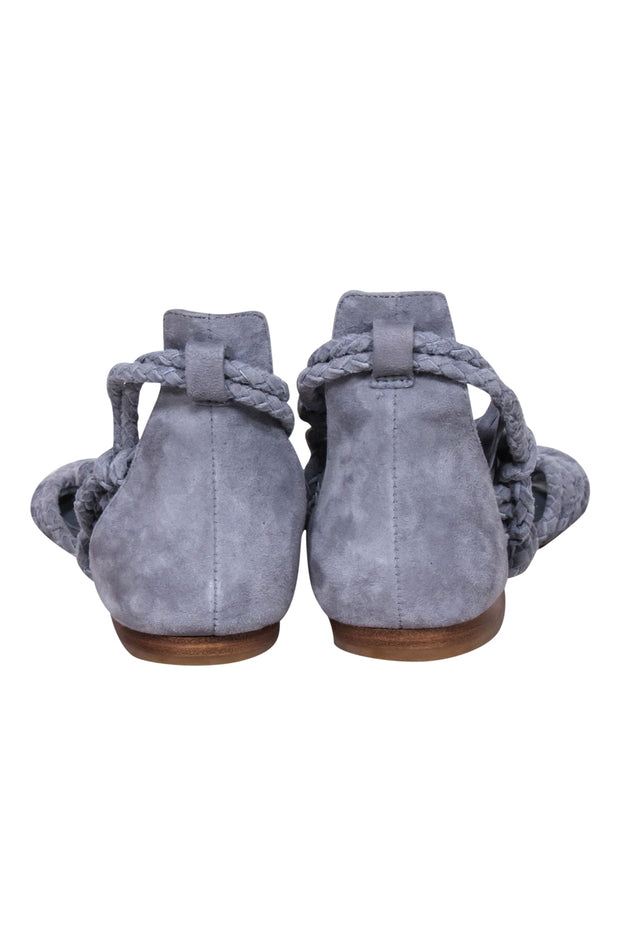 Current Boutique-Joie - Blue Sued Braided Wrap Around Sandal Sz 7.5