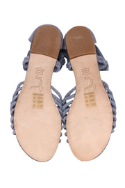 Current Boutique-Joie - Blue Sued Braided Wrap Around Sandal Sz 7.5