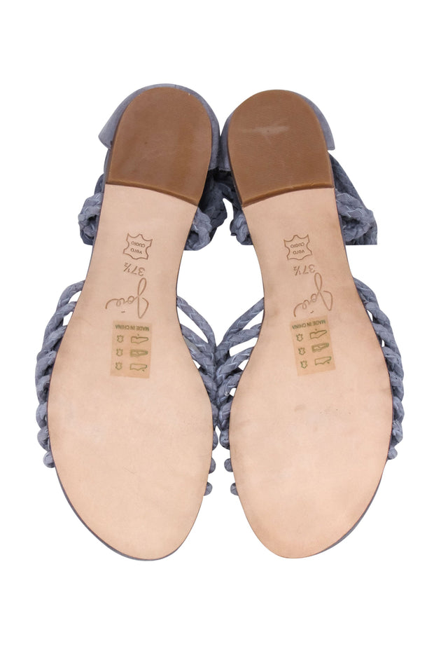 Current Boutique-Joie - Blue Sued Braided Wrap Around Sandal Sz 7.5