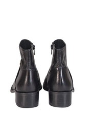 Jon Josef - Black Leather Gold Studded Front Detail Short Boots Sz 10 - Current Boutique