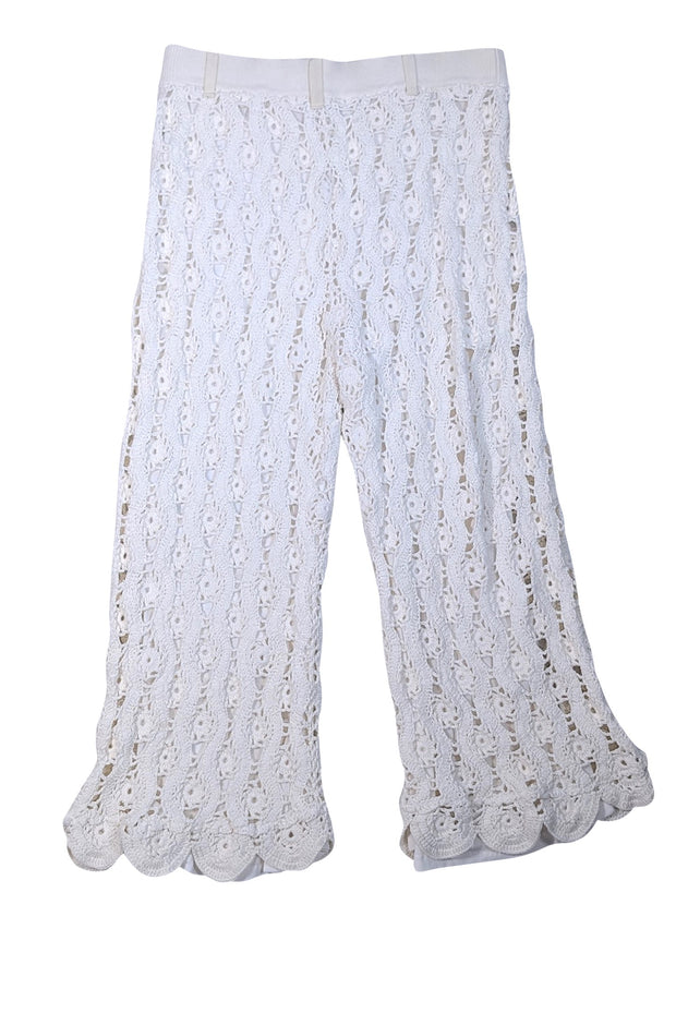 Jonathan Simkhai - Ivory "Georgie" Hand Crochet Pants Sz M - Current Boutique