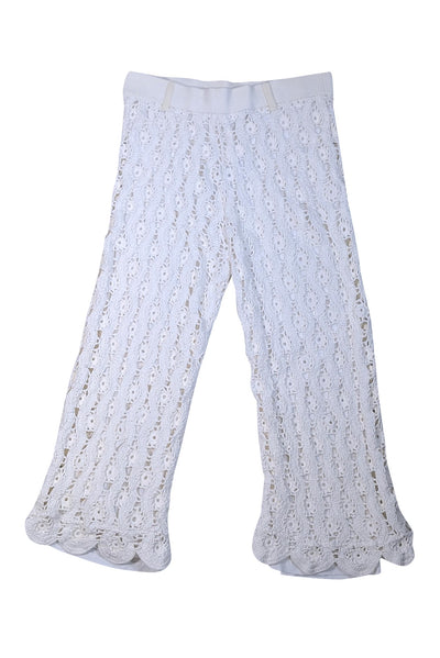 Jonathan Simkhai - Ivory "Georgie" Hand Crochet Pants Sz M - Current Boutique