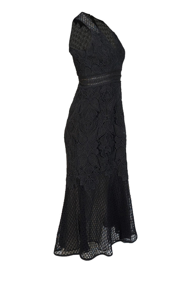 Jonathan Simkhai - Black Lace Sleeveless V-Neckline Formal Dress Sz 8 - Current Boutique