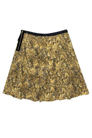 Current Boutique-Joseph - Gold & Black Print Silk Skirt Sz 4