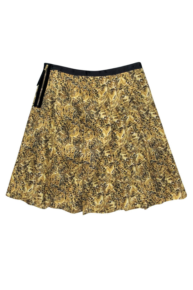Current Boutique-Joseph - Gold & Black Print Silk Skirt Sz 4
