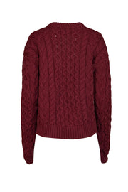 Current Boutique-Joseph - Burgundy Merino Wool Chunky Cable Knit Sweater Sz S