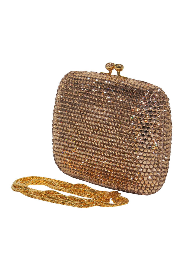 Current Boutique-Judith Leiber - Crystal Mini Clutch w/ Gold Chain Strap