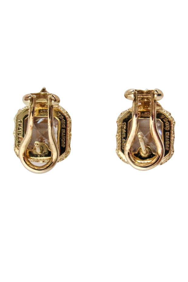 Current Boutique-Judith Ripka - 925 Sterling Silver Gold Plated Cubic Zirconia Earrings