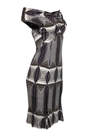 Just Cavalli - Brown, Cream, & Olive Print Sleeveless Sheath Dress Sz 8 - Current Boutique