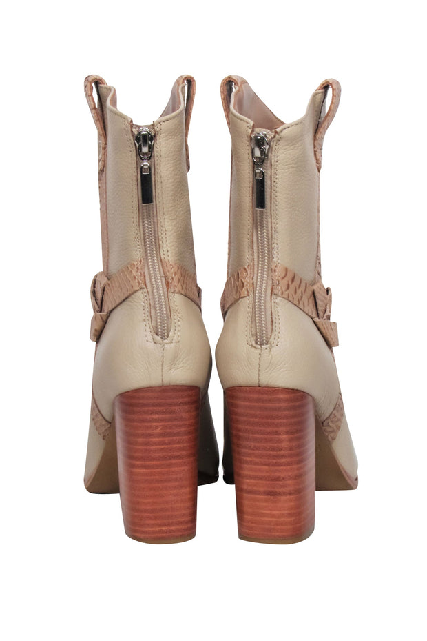 Current Boutique-Kaanas - Beige Pebbled Leather Heeled Western Boots Sz 8