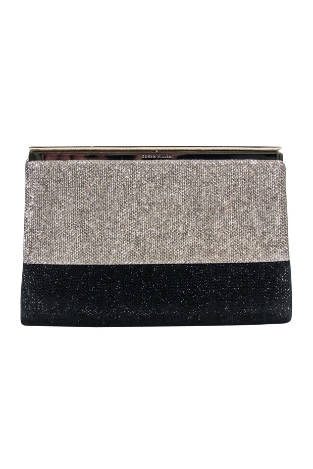 Current Boutique-Karen Millen - Gold & Black Glitter Clutch