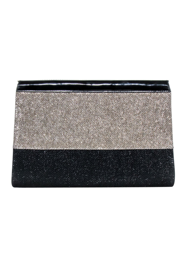 Current Boutique-Karen Millen - Gold & Black Glitter Clutch