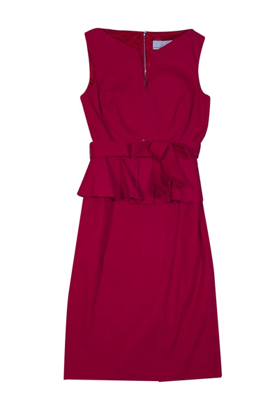 Current Boutique-Karen Millen - Red Sleeveless Peplum Dress Sz 2