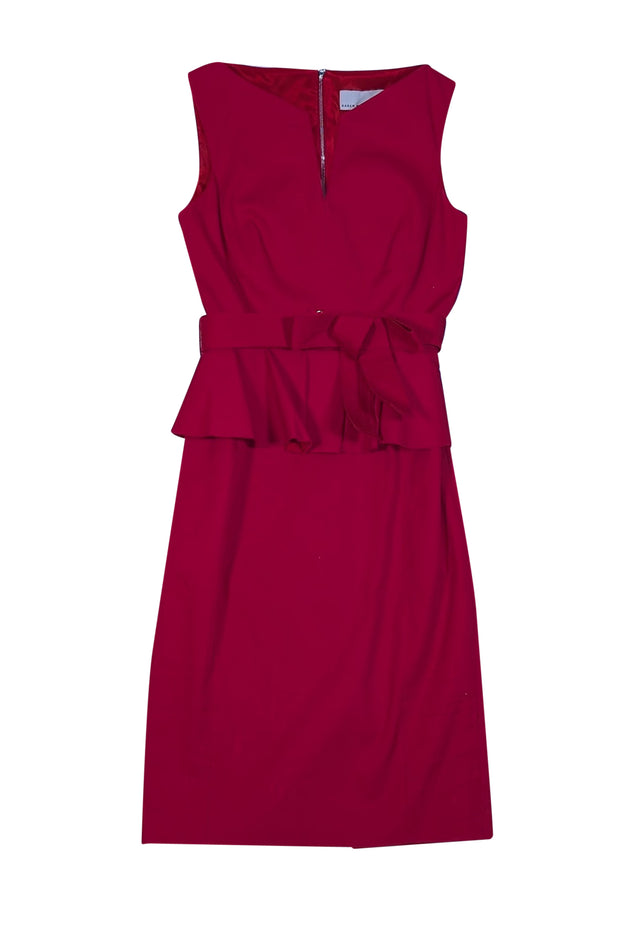 Current Boutique-Karen Millen - Red Sleeveless Peplum Dress Sz 2