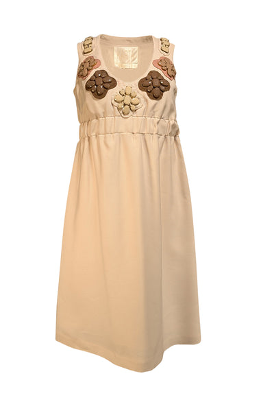 Current Boutique-Karta - Beige Beaded Shift Dress Sz S