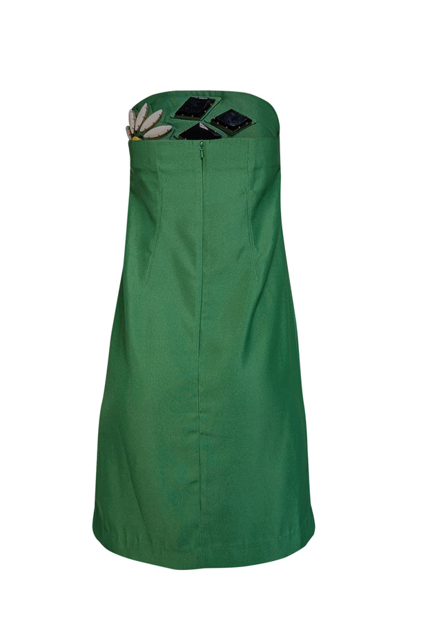 Current Boutique-Karta - Green Strapless Beaded Mini Dress Sz M