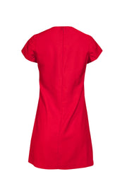Current Boutique-Karta - Red Beaded Cap Sleeve Shift Dress Sz S