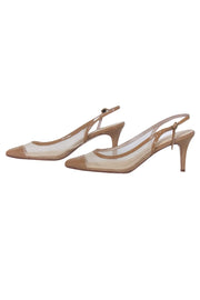 Current Boutique-Kate Spade - Beige Mesh Patent Leather Trim Slingback Pumps Sz 10