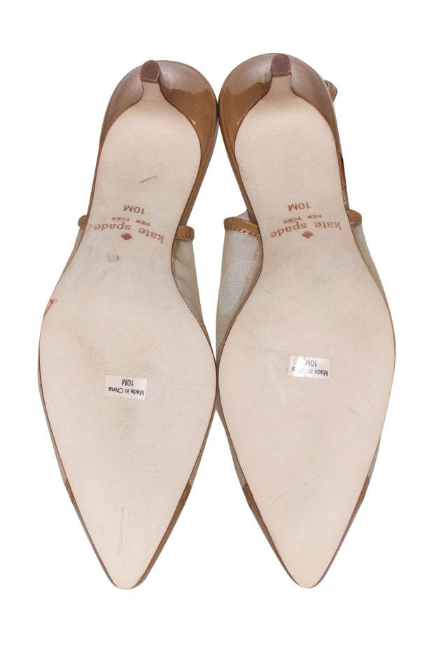 Current Boutique-Kate Spade - Beige Mesh Patent Leather Trim Slingback Pumps Sz 10