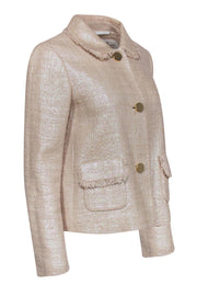 Current Boutique-Kate Spade - Cream Iridescent Tweed Blazer w/ Fray Detail Sz 6