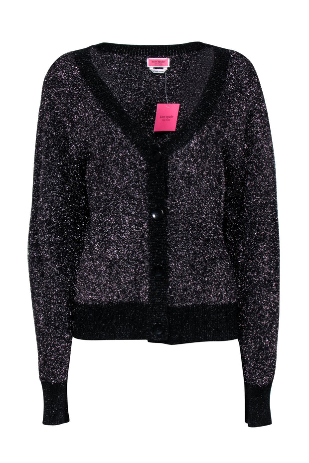 Current Boutique-Kate Spade - Black Metallic Sparkle Cardigan Sz XL