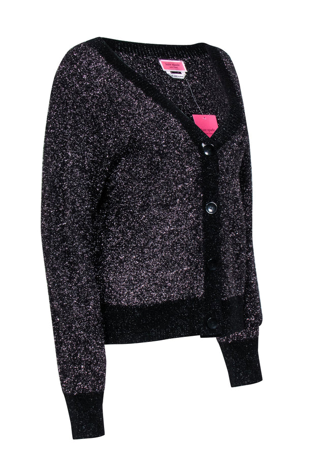 Current Boutique-Kate Spade - Black Metallic Sparkle Cardigan Sz XL