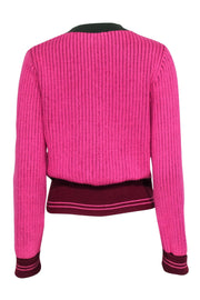 Current Boutique-Kate Spade - Pink Knit Cardigan w/ Green Trim Sz M