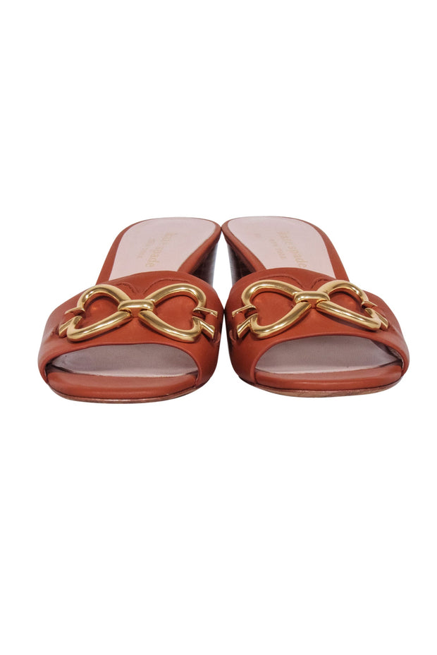 Current Boutique-Kate Spade - Tan Leather Open Toe Mule Heels Sz 6.5