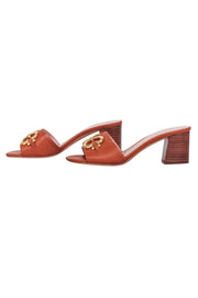 Current Boutique-Kate Spade - Tan Leather Open Toe Mule Heels Sz 6.5