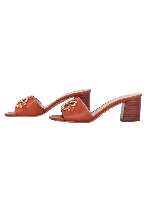 Current Boutique-Kate Spade - Tan Leather Open Toe Mule Heels Sz 6.5