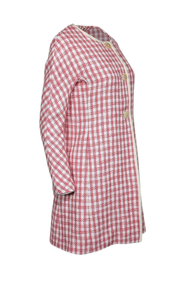Current Boutique-Kate Spade - Pink & White Tweed Coat w/ Metallic Threading Sz XS