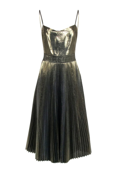 Current Boutique-Kate Spade Saturday - Metallic Gold Pleated Midi Dress Sz 10