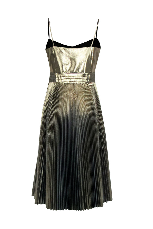 Current Boutique-Kate Spade Saturday - Metallic Gold Pleated Midi Dress Sz 10