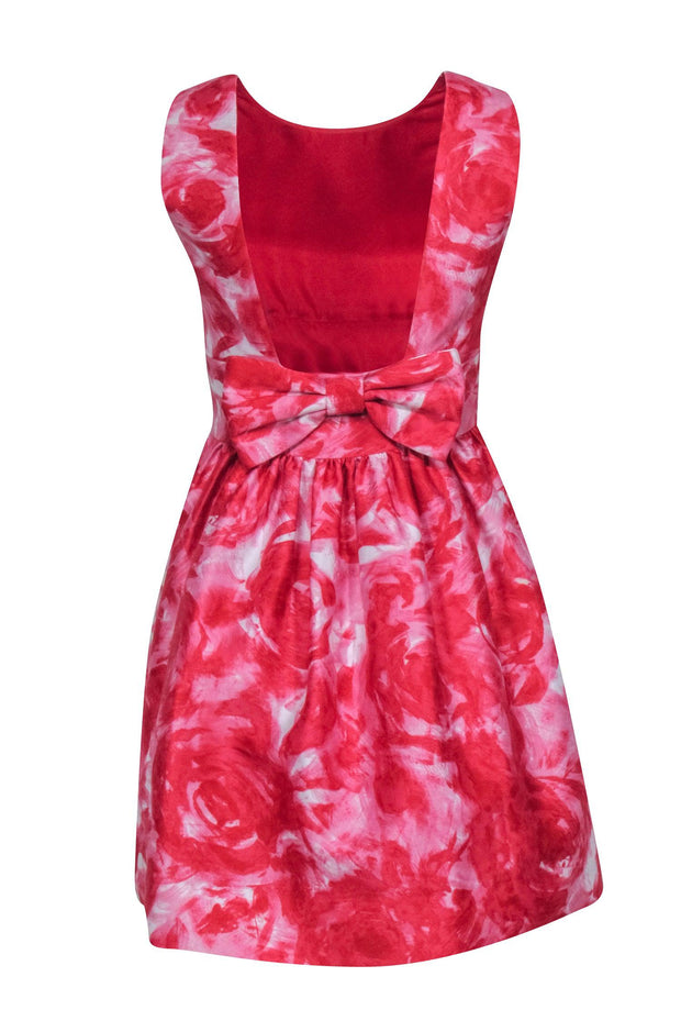 Current Boutique-Kate Spade - Pink & Red Watercolor Rose Dress w/ Bow Back Sz 2