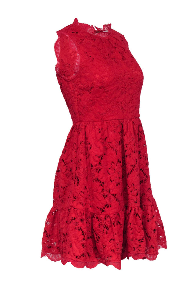 Current Boutique-Kate Spade - Red Lace Sleeveless Scallop Edge Dress Sz 2