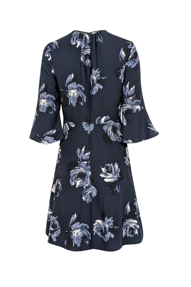 Current Boutique-Kate Spade - Navy Cropped Bell Sleeve Floral Dress Sz 4
