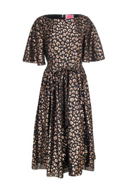 Current Boutique-Kate Spade - Black & Rose Gold Leopard Print Midi Dress Sz 8